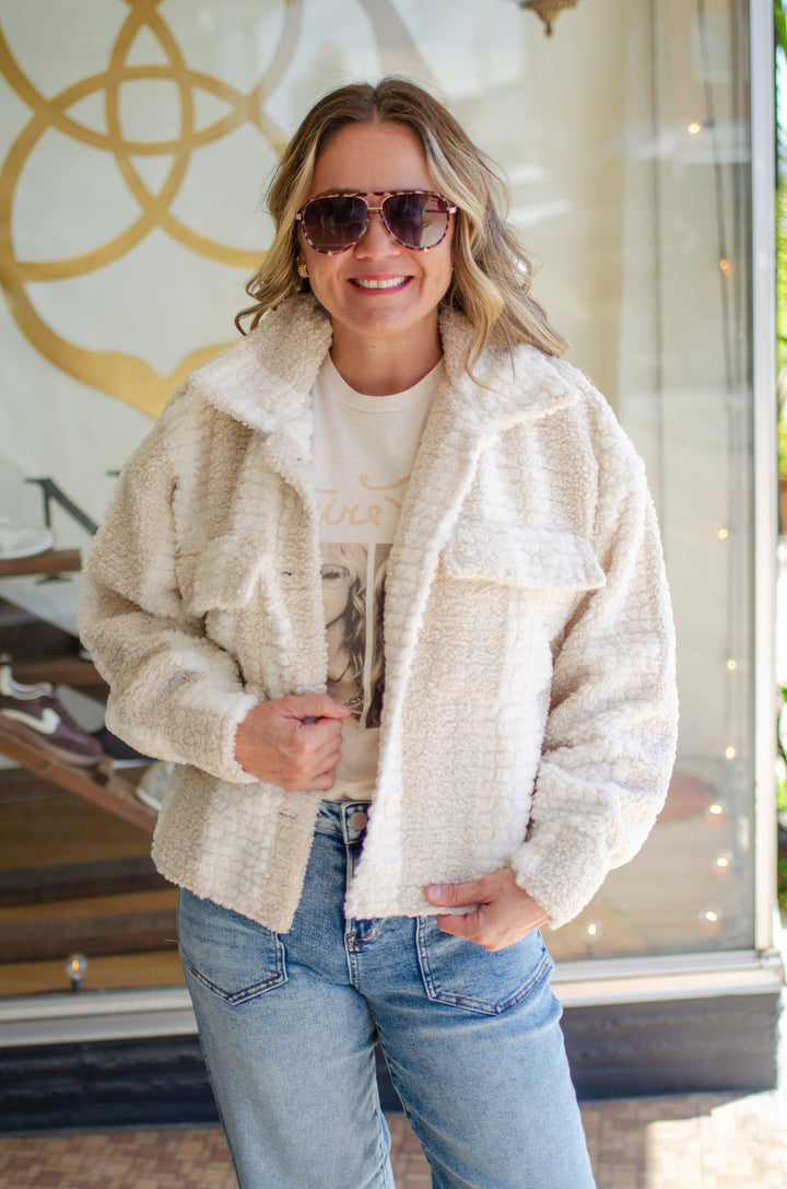 Fabulous Fur 2 Tone Cream Pocket Jacket