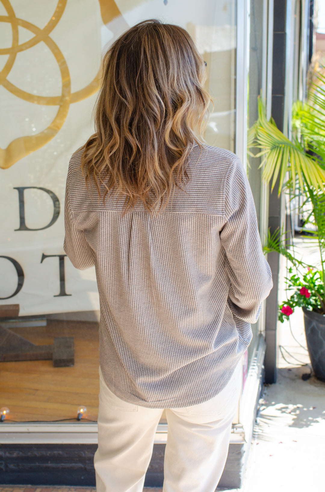 Cozy Casual Flannel Button Down Top in Mocha