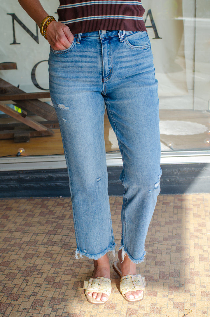 Vervet High Rise Straight Leg Medium Wash Jeans