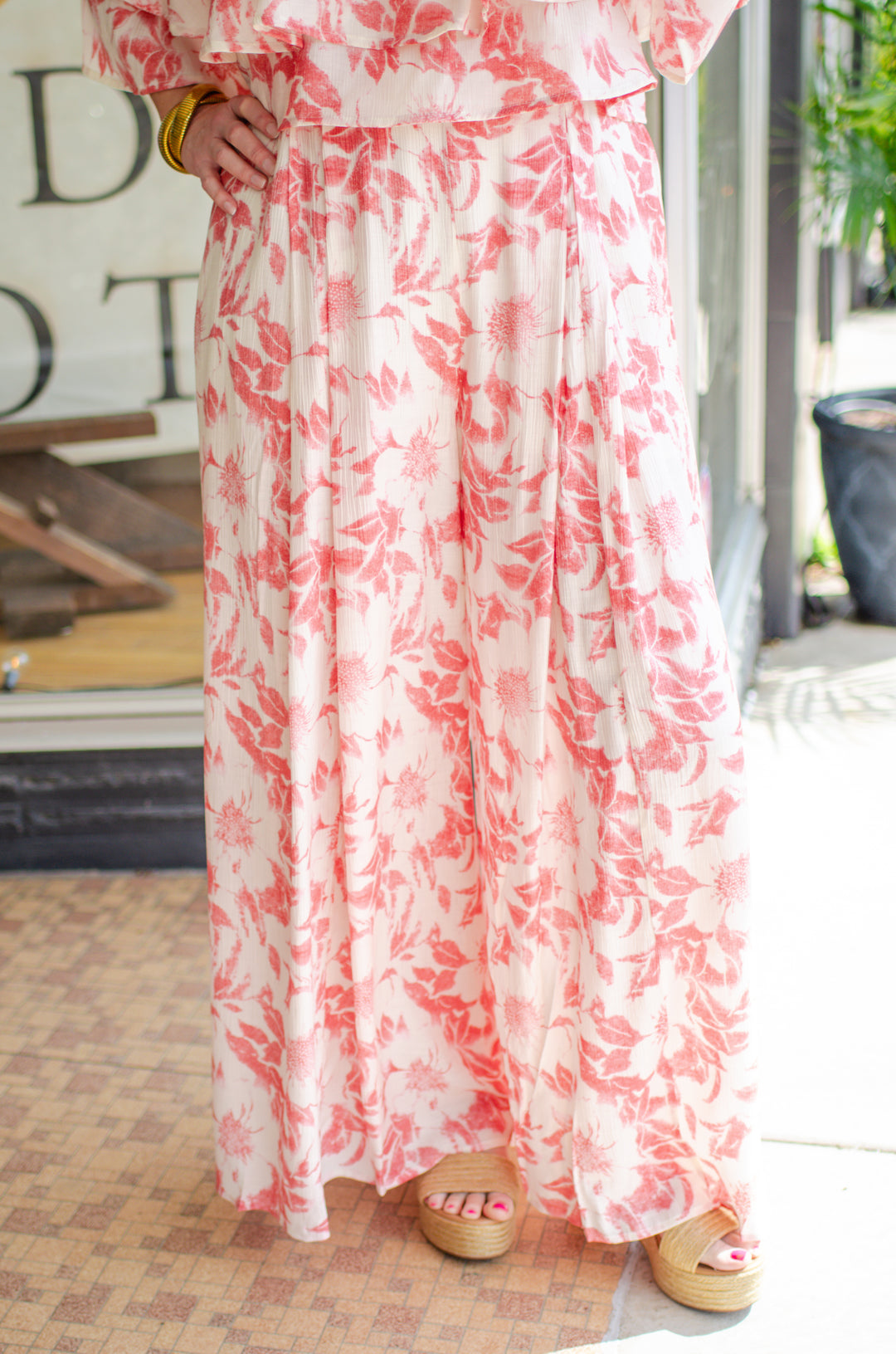 Bahamas Bound High Rise Wide Leg Pant in Coral