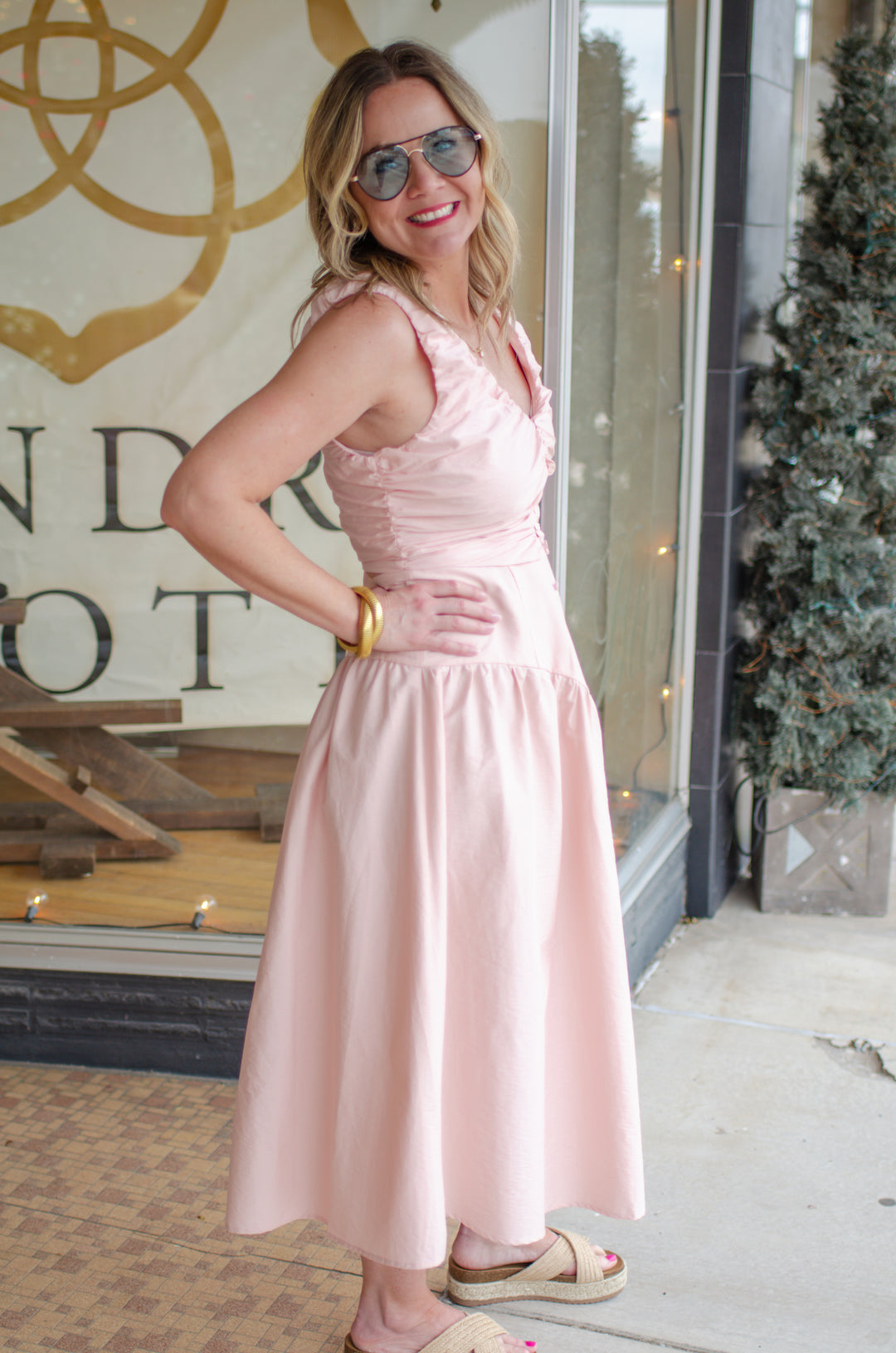 Precious Moments High Rise Button Down Skirt in Blush