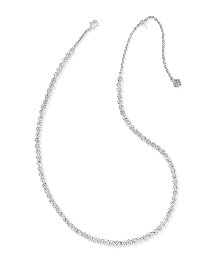 Kendra Scott Emery Tennis Necklace in Rhodium & White Crystal