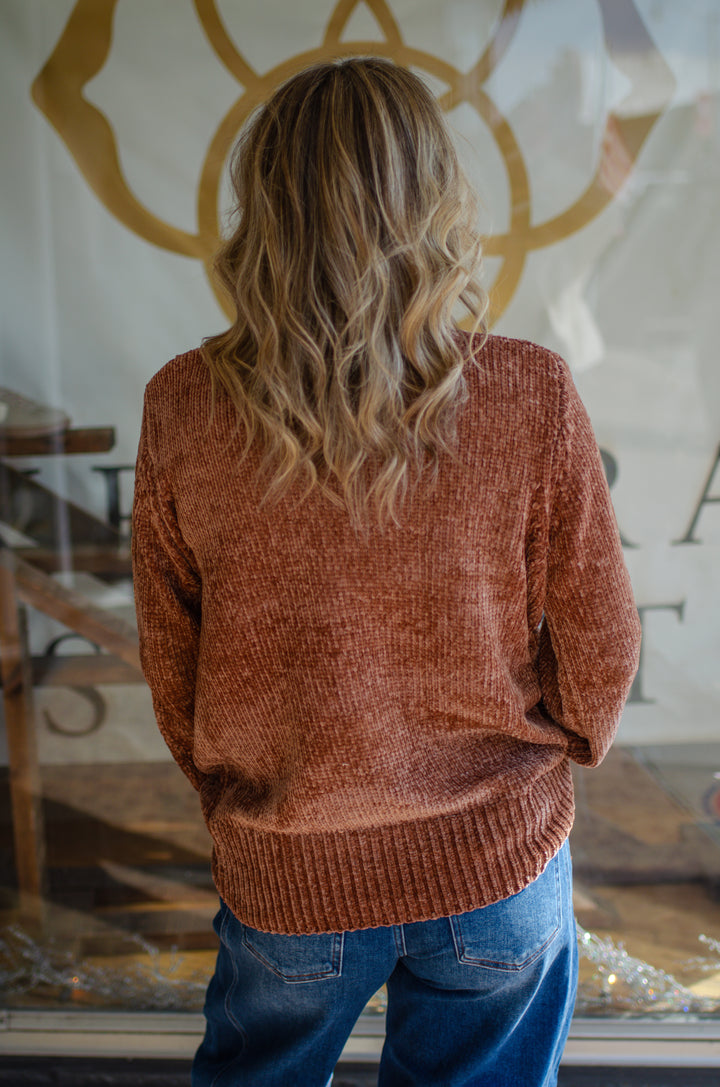 Cozy Autumn Ultra Soft Chenille Knit Sweater in Camel
