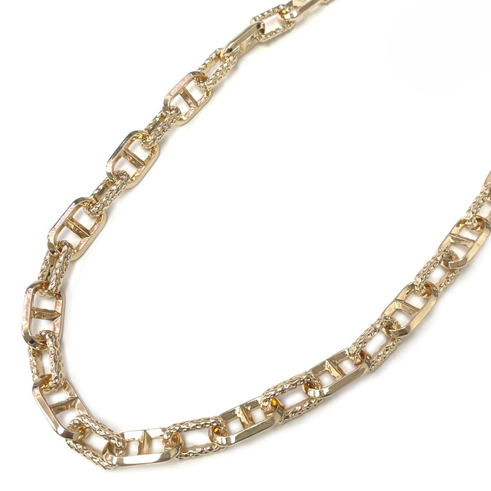 Gold Alternating Pave Link Necklace