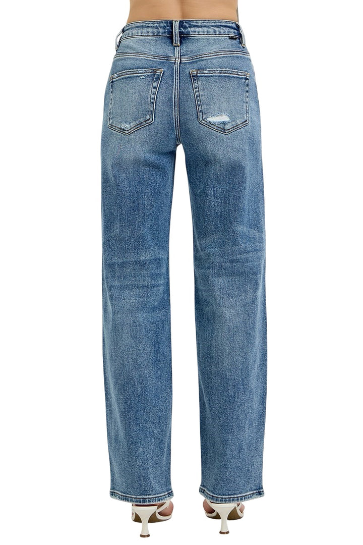 Risen High Rise Wide Leg Jeans in Medium Wash