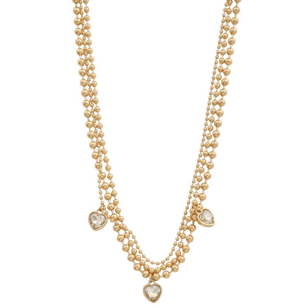 Gold Heart Crystal Charm Layered Necklace