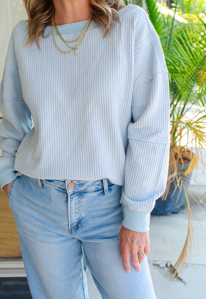 Cozy Forecast Thermal Oversized Top in Blue