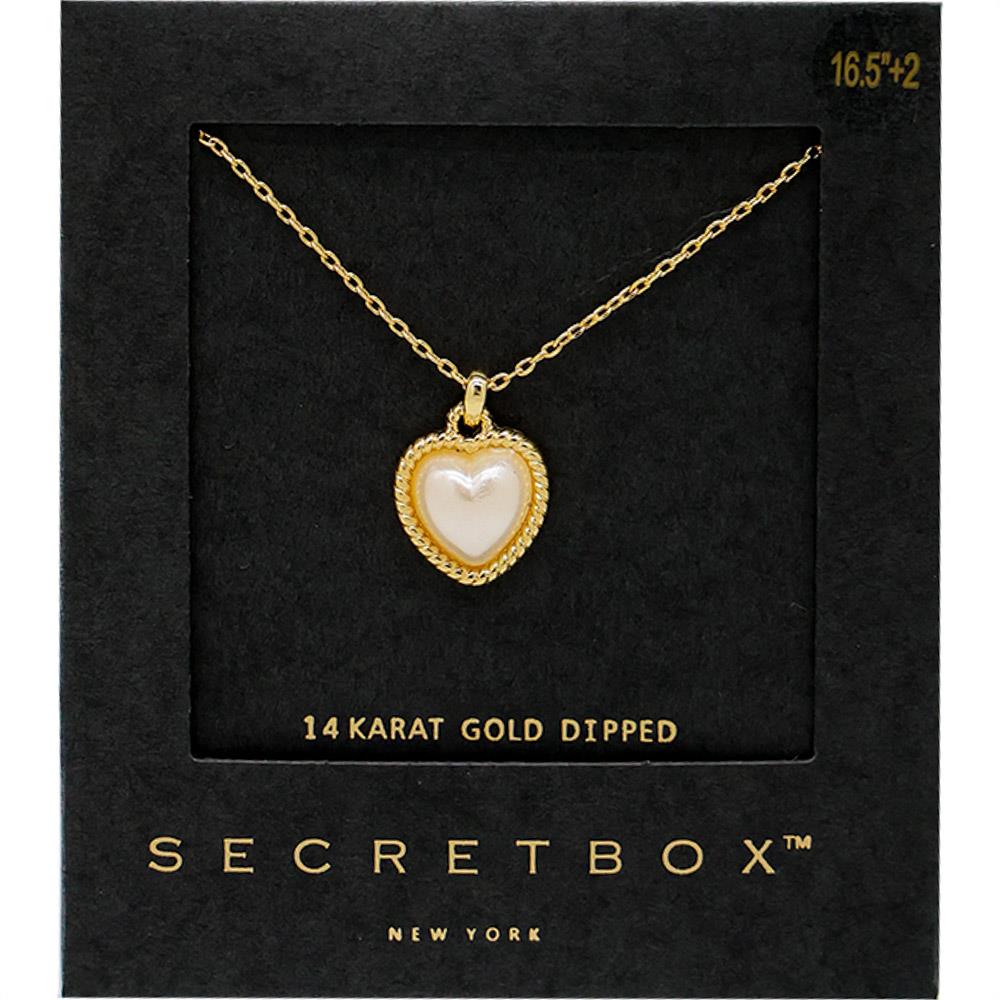 14K Gold Plated Pearl Heart Pendant Necklace