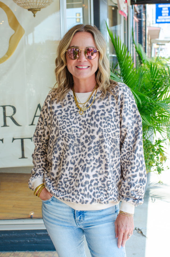 Wild At Heart Leopard Boxy Long Sleeve Top