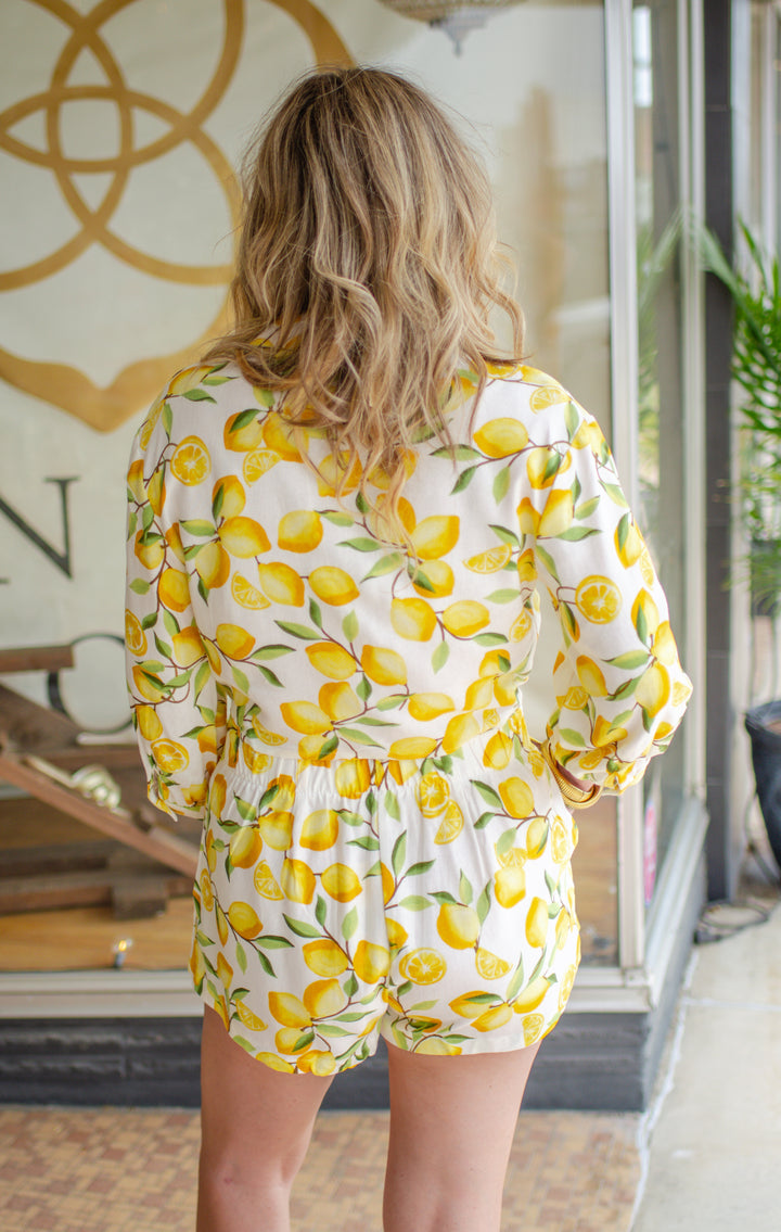 Limoncello Tie Front Collared Button Down Top