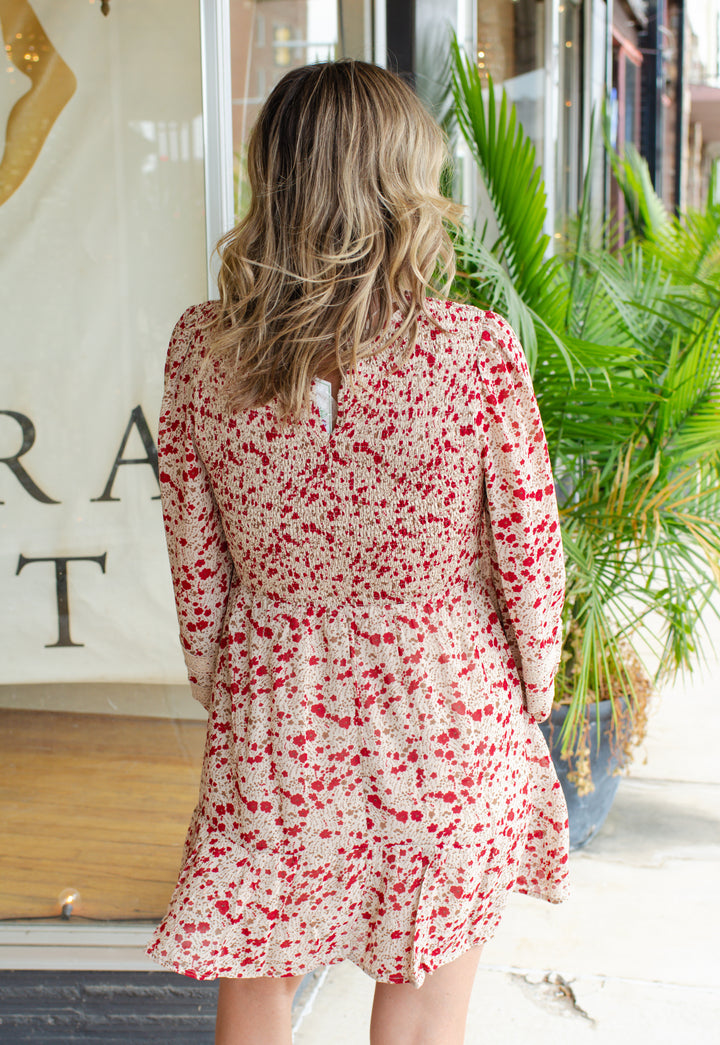 Fall Florals Smocked Dress in Champagne