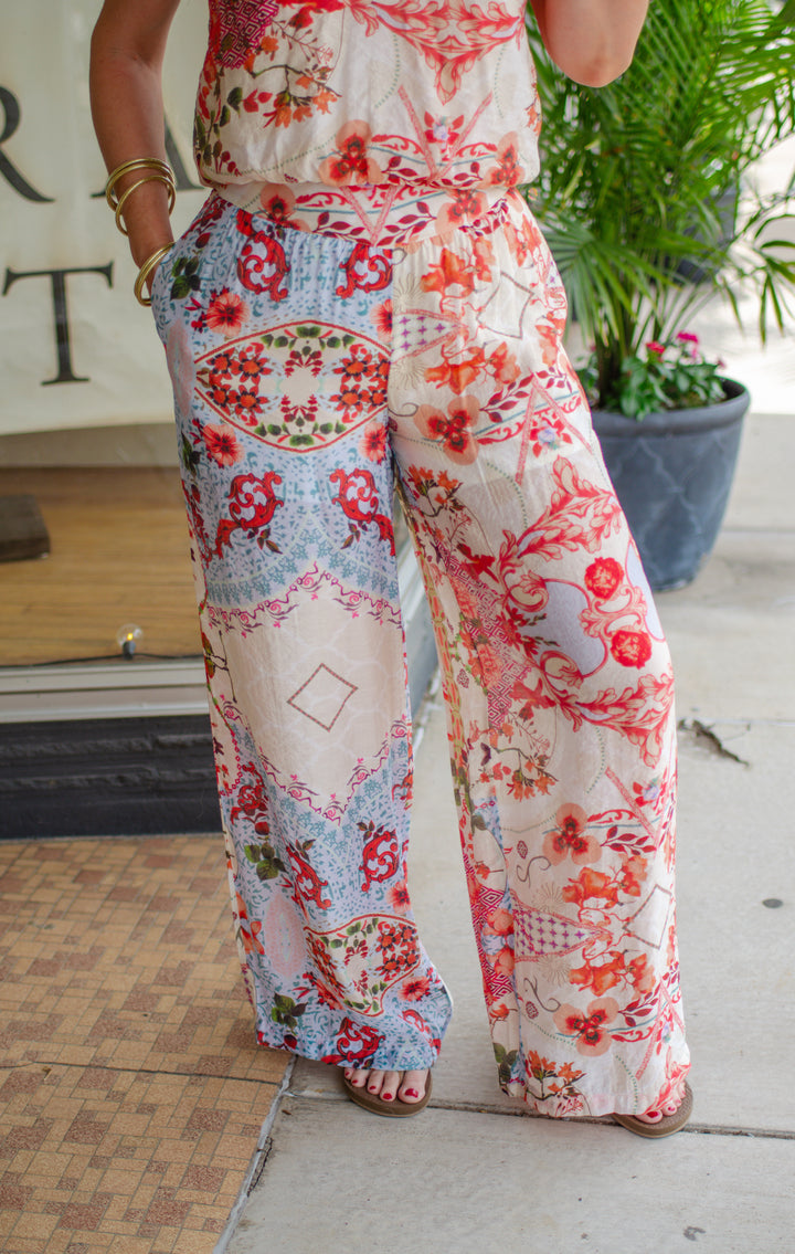 Summer Romance High Rise Wide Leg Printed Pant