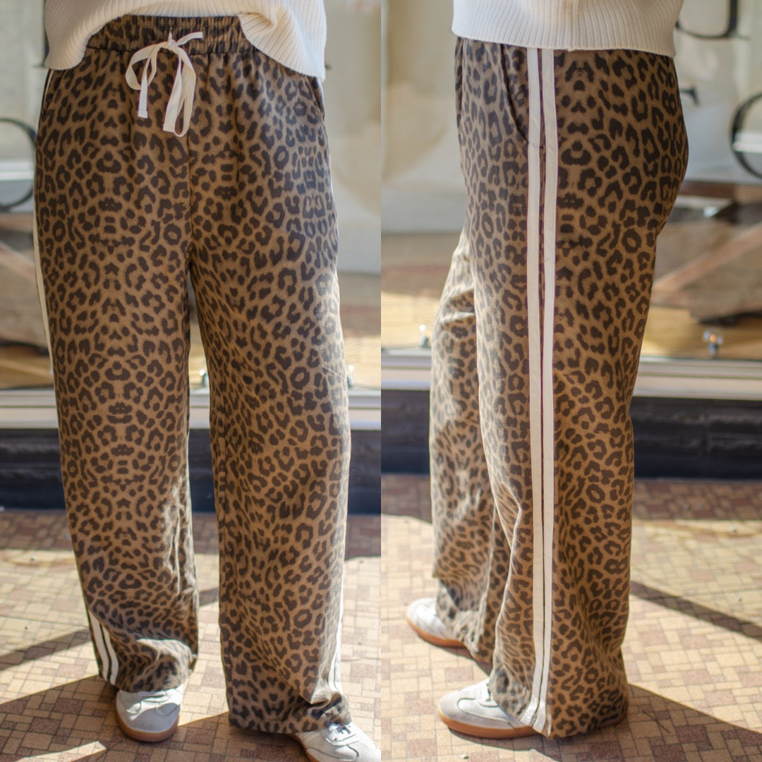Make A Statement Leopard Pinstripe Drawstring Pants