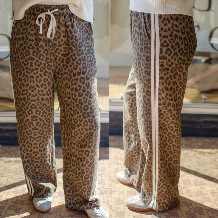 Make A Statement Leopard Pinstripe Drawstring Pants