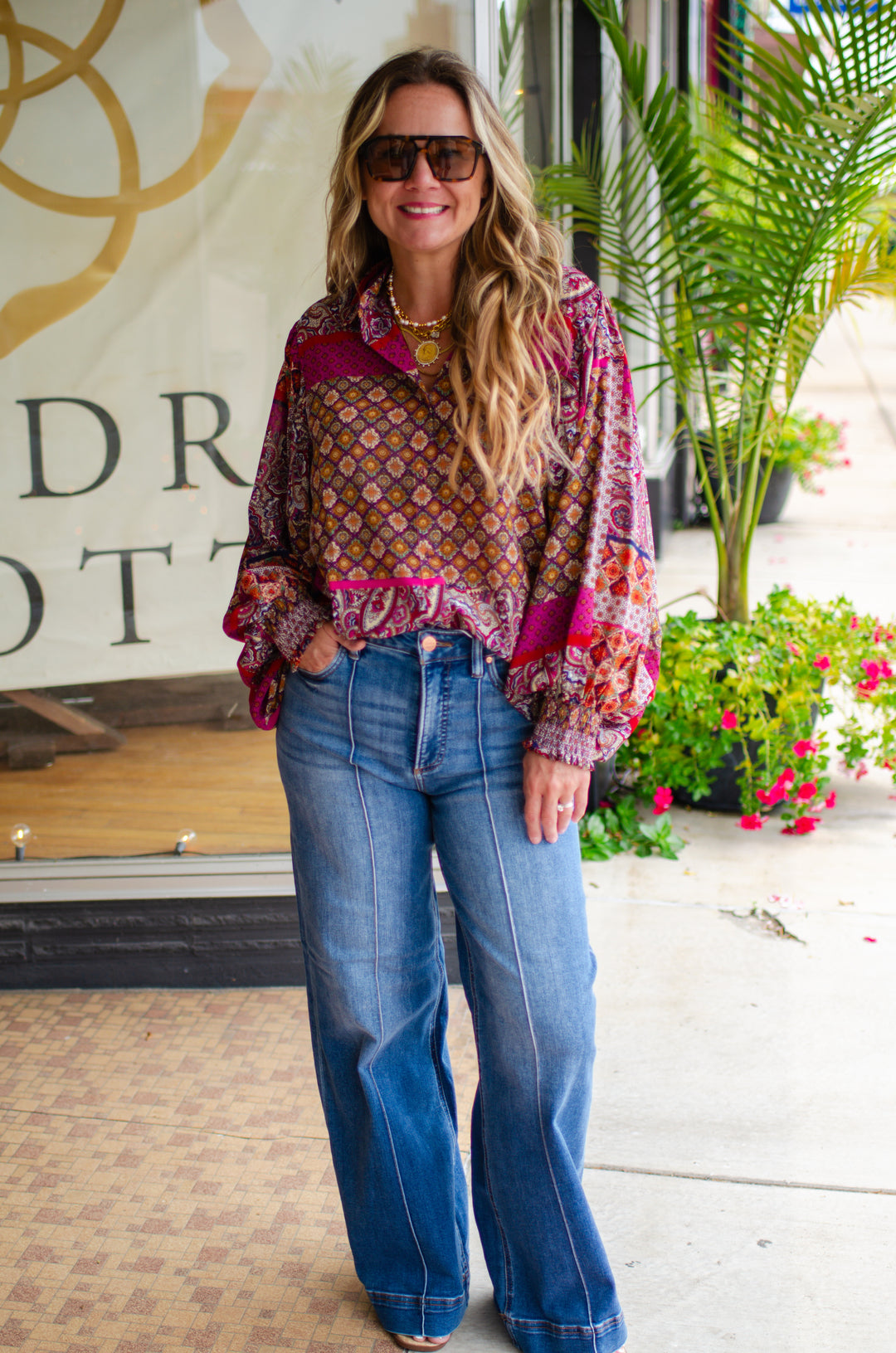 Bohemian Rhapsody Printed Button Down Collated Top