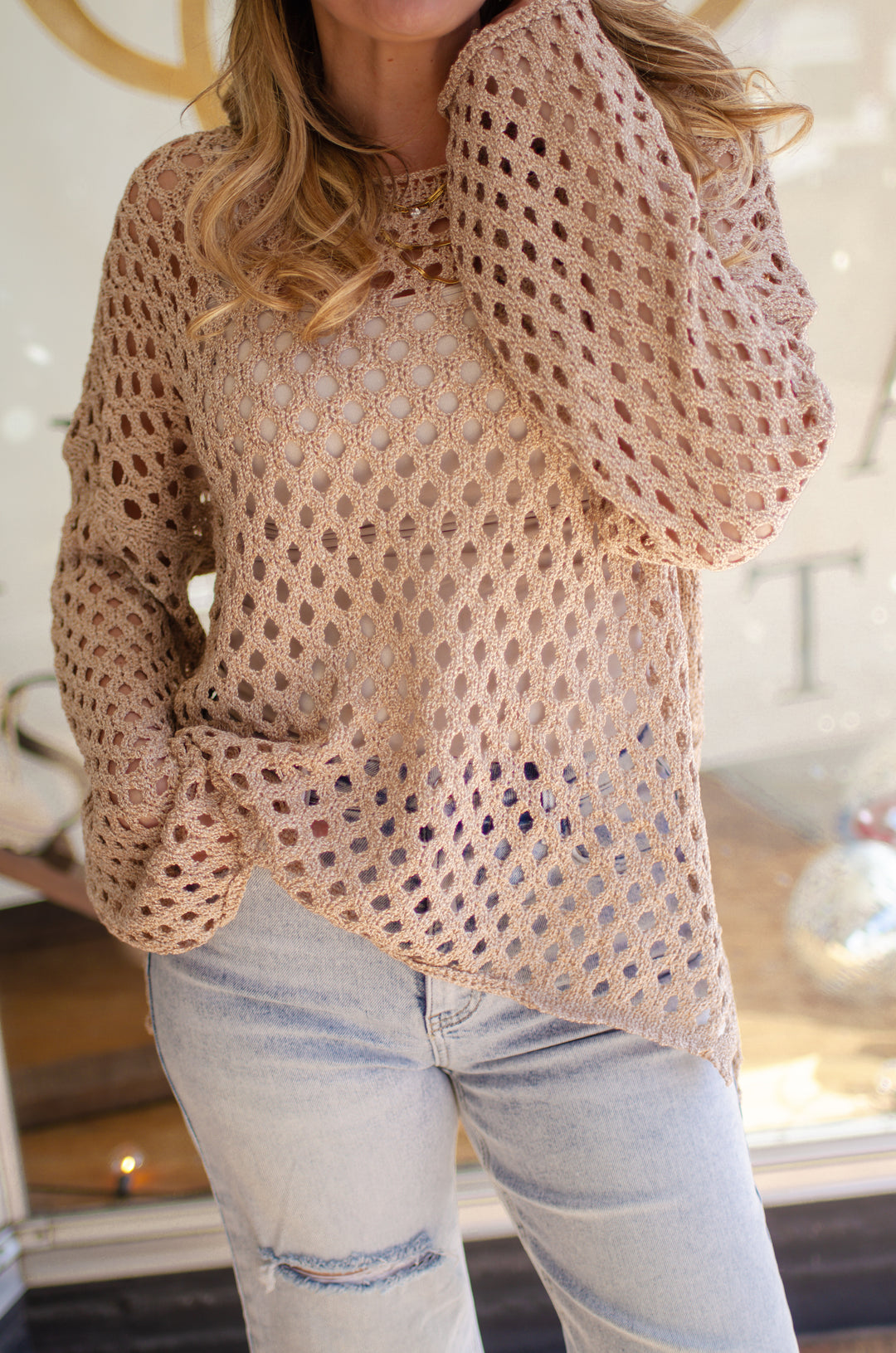 Comfort in You Mesh Long Sleeve Top