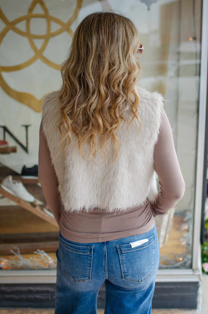 Your My Favorite Taupe Faux Fur Zip Front Vest