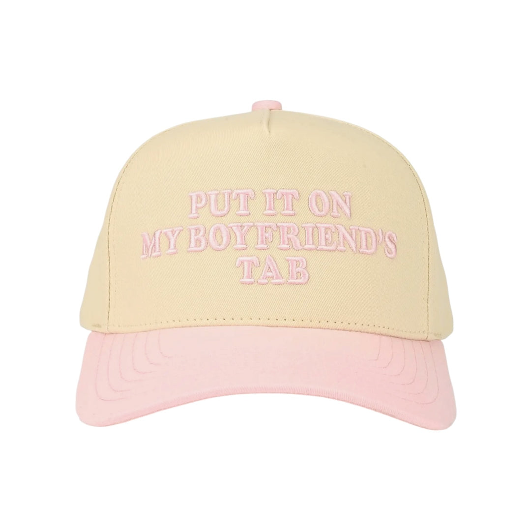 Put It On My Boyfriends Tab Embroidered Light Pink 2-Tone Cream & Pink Hat
