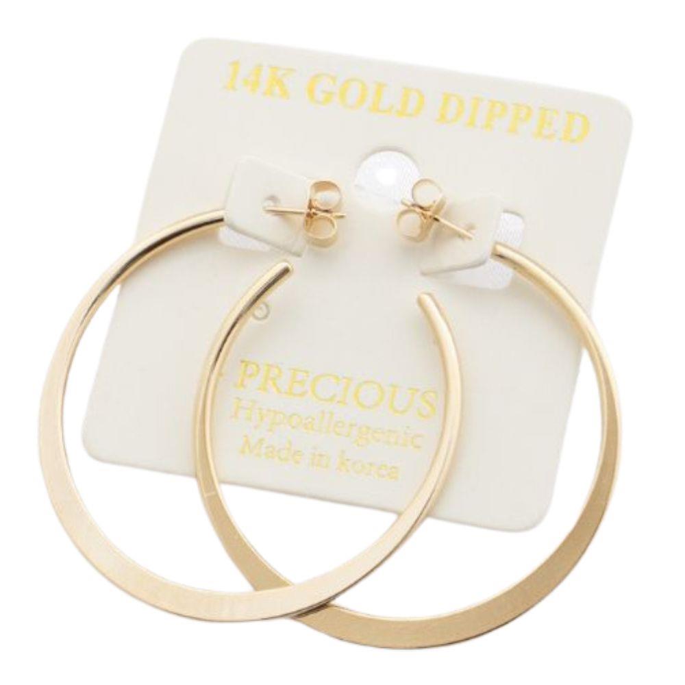 14K Gold Dipped 2.5" Flat Hoop Earring