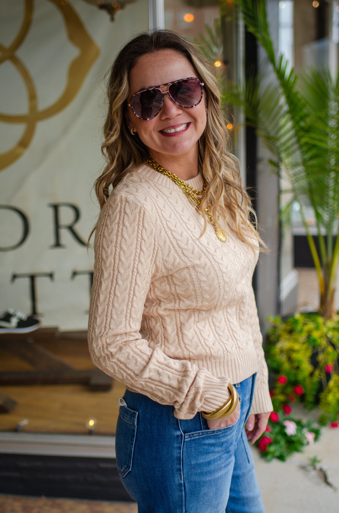 Cozy Feels Cable Knit Sweater in Cream