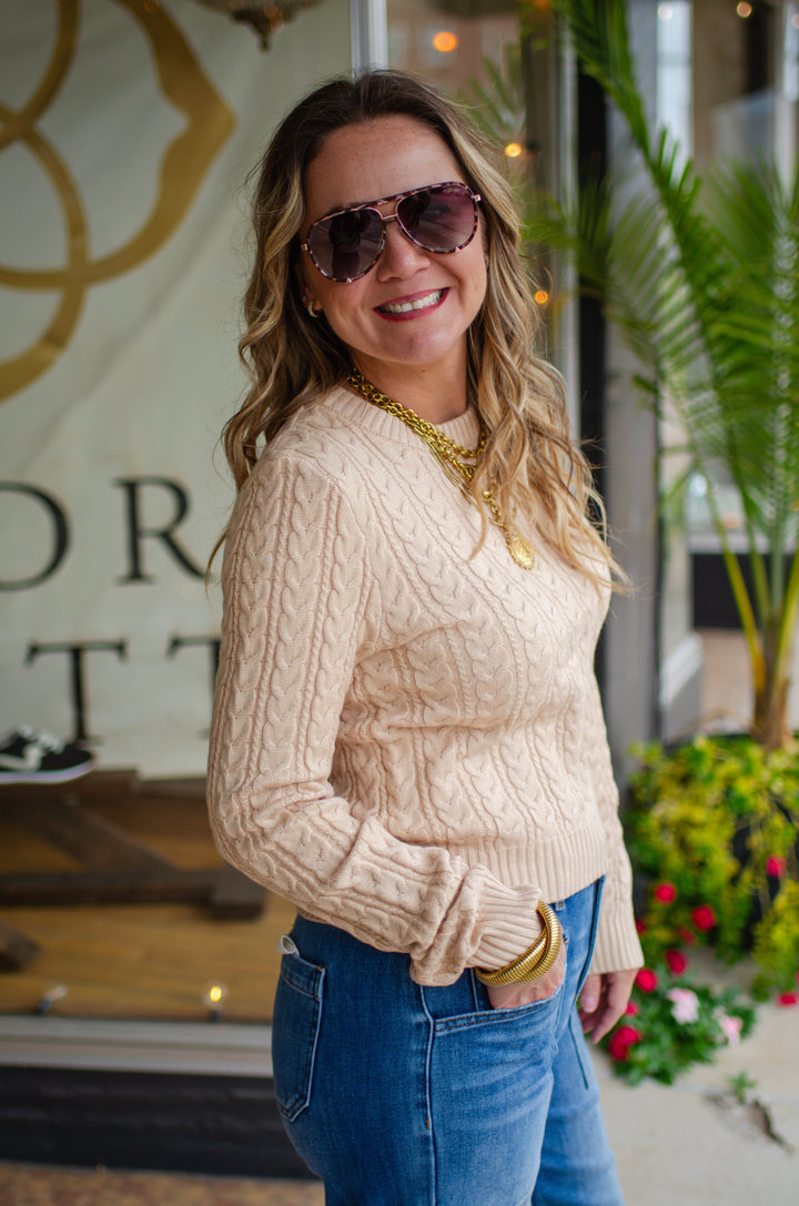 Cozy Feels Cable Knit Sweater in Cream