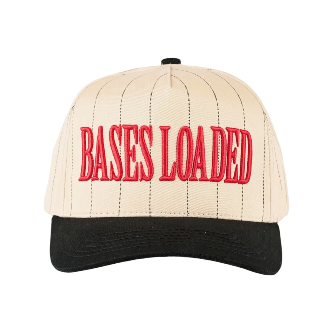Bases Loaded Stripe  Embroidered Stripe Red Lettering on Black