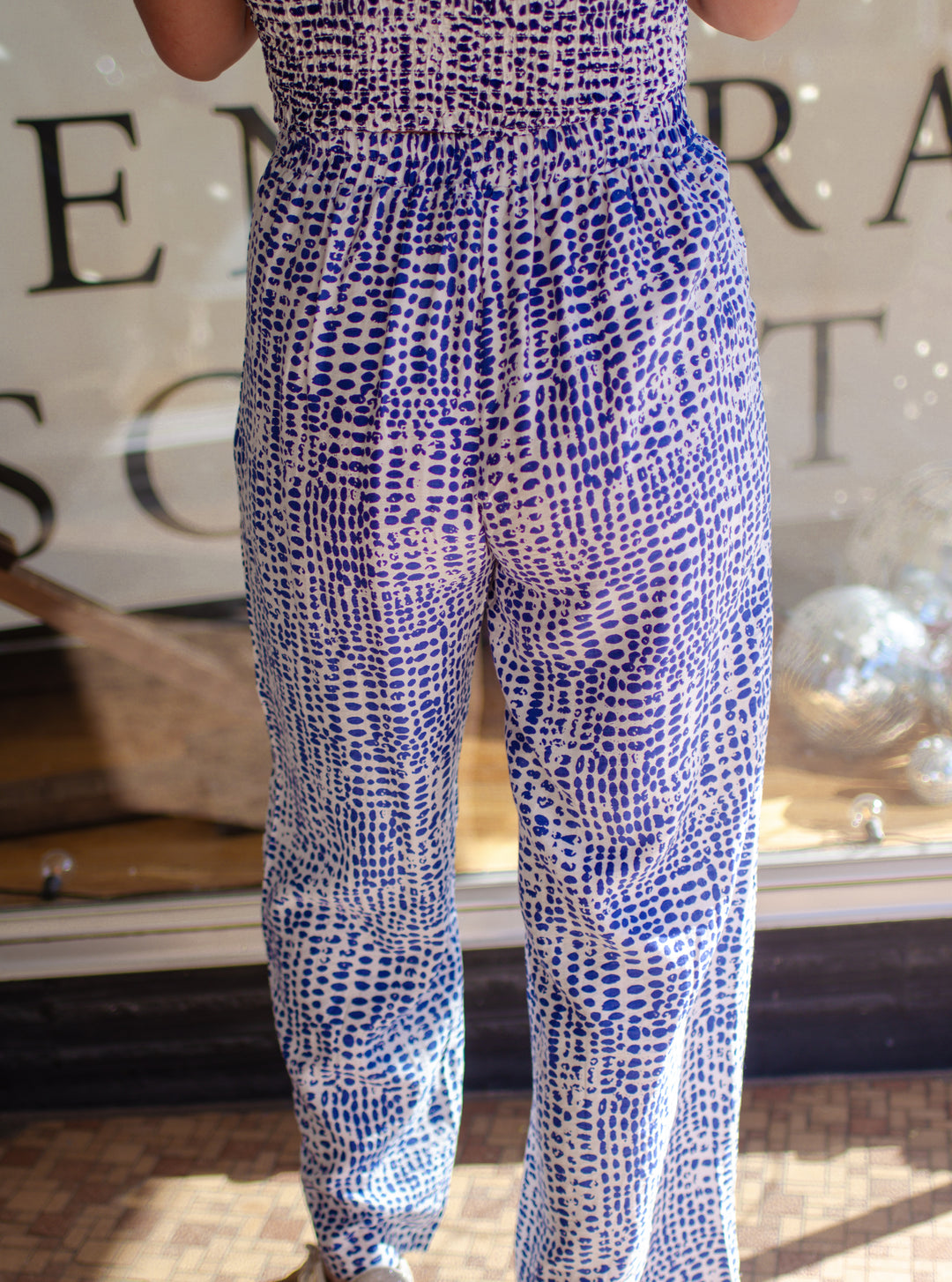 Take Me to The Caribbean Pull On Cobalt Abstract Print Pant