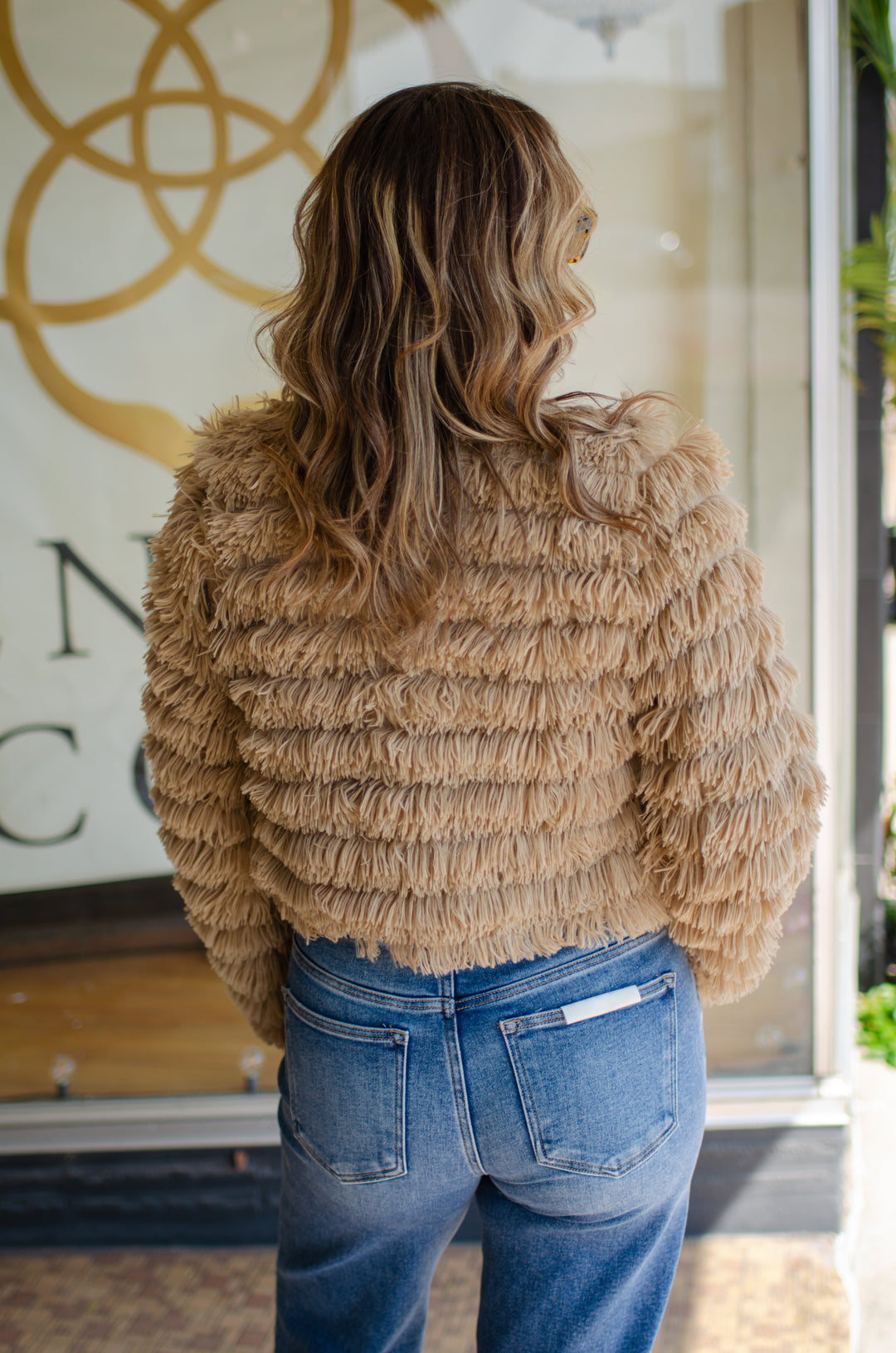 Almost Famous Shag Cropped Jacket in Taupe