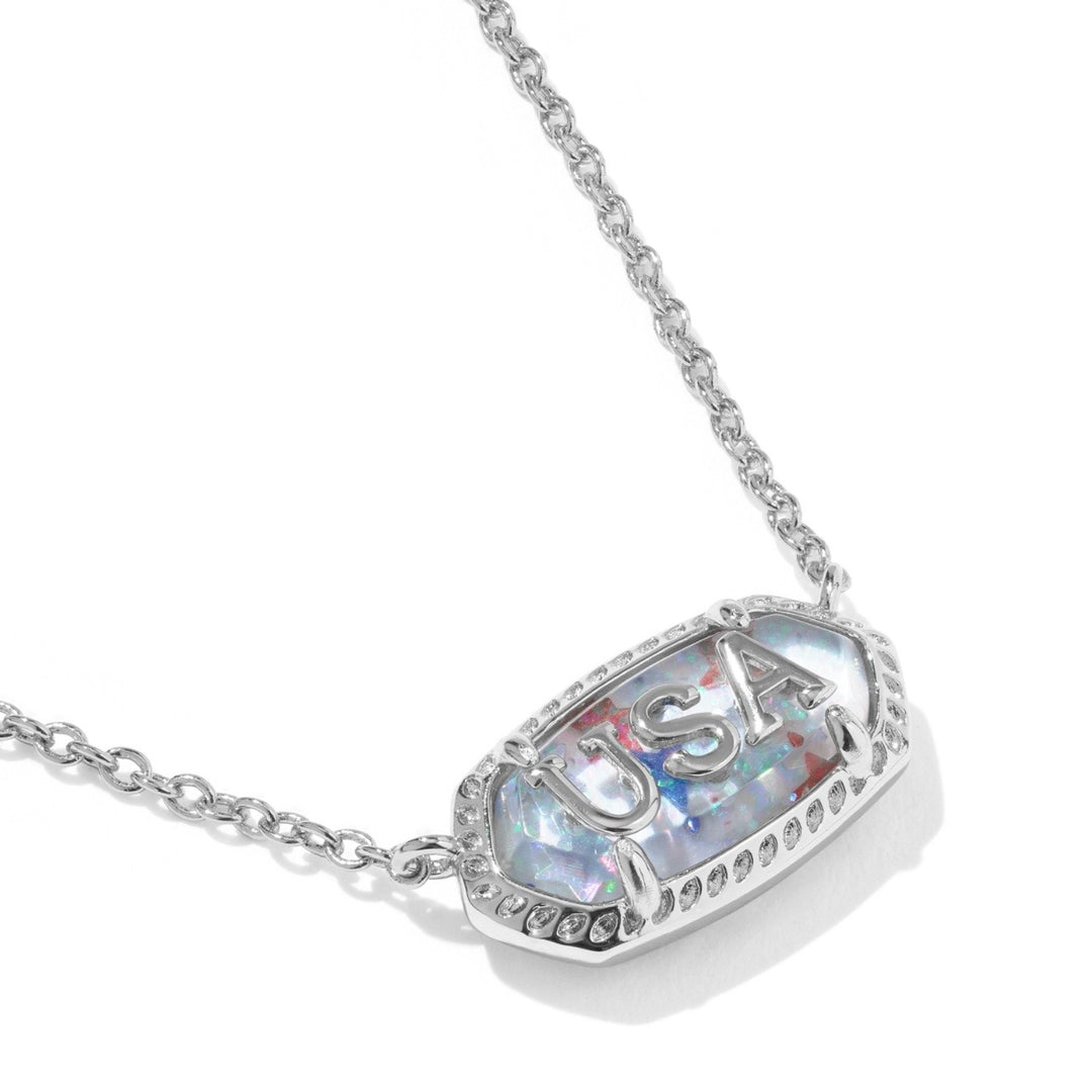 Kendra Scott Elisa USA Red, White & Blue Pendant in Silver