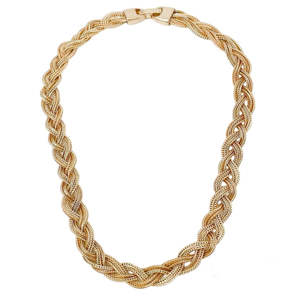 Braided Chain Necklace-Gold