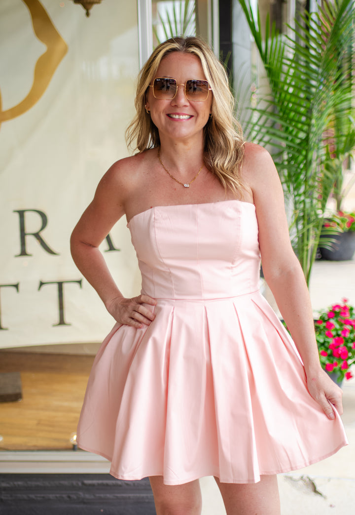 Take Your Time Corset Top Pleated Skirt Tulle Dress in Pink