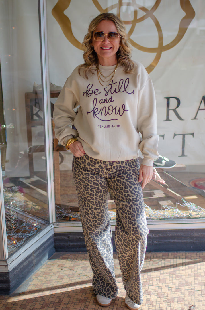 Risen Mid Rise Wide leg Leopard Jeans