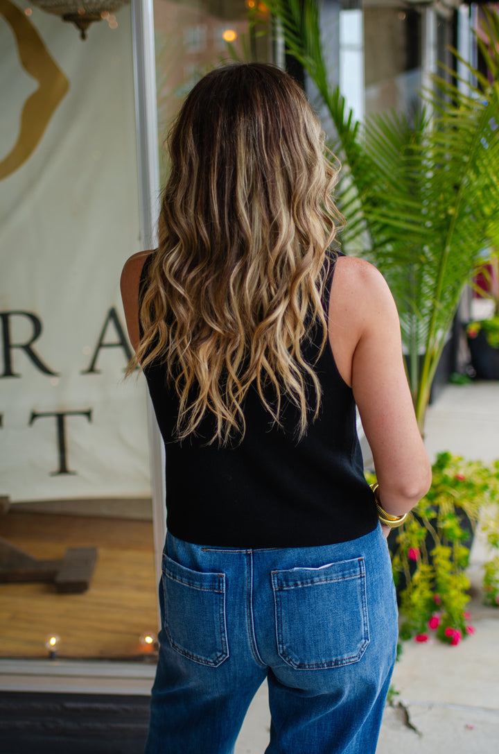 Classic Style Button Down Top in Black