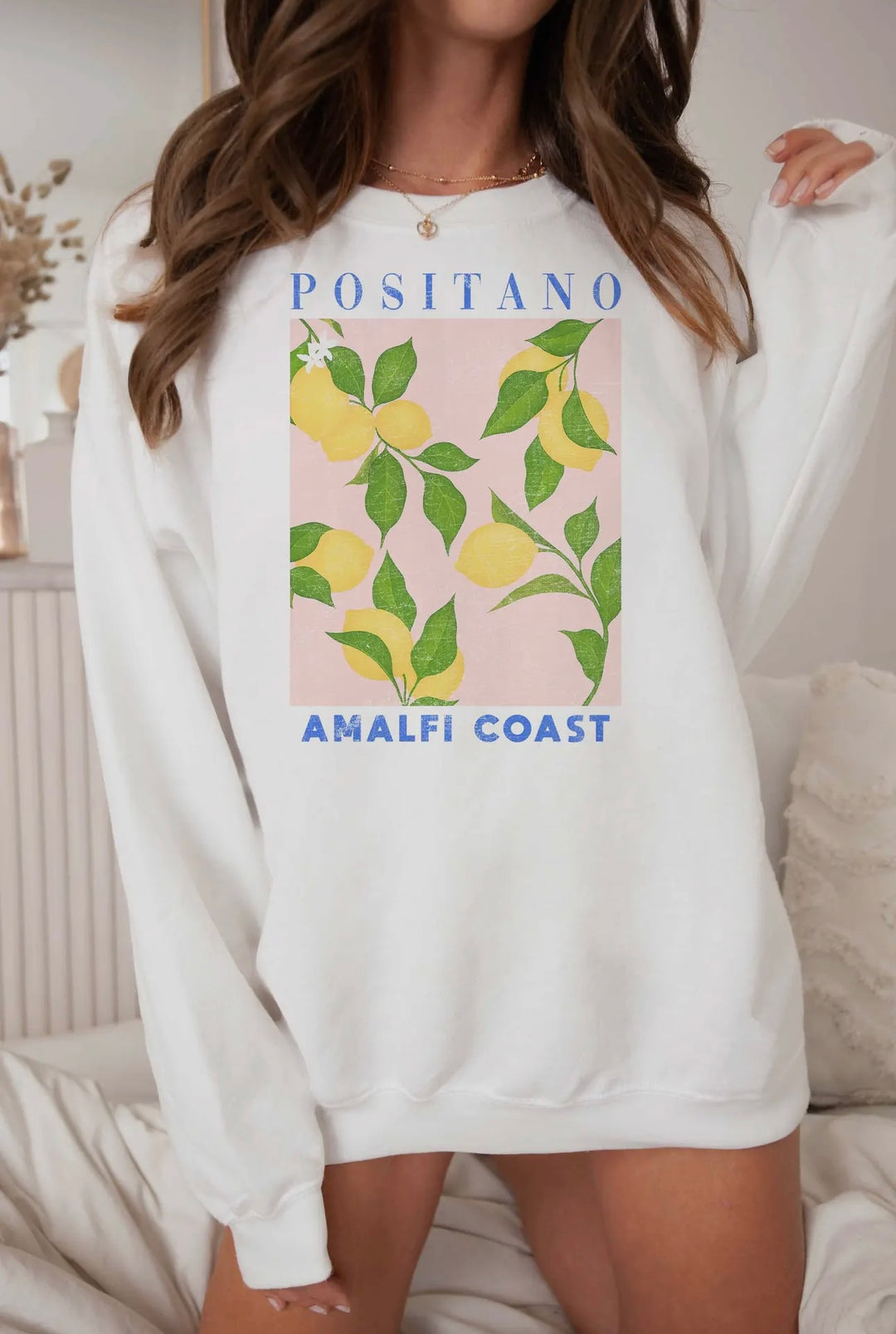 Positano Oversized Graphic Sweatshirt in White