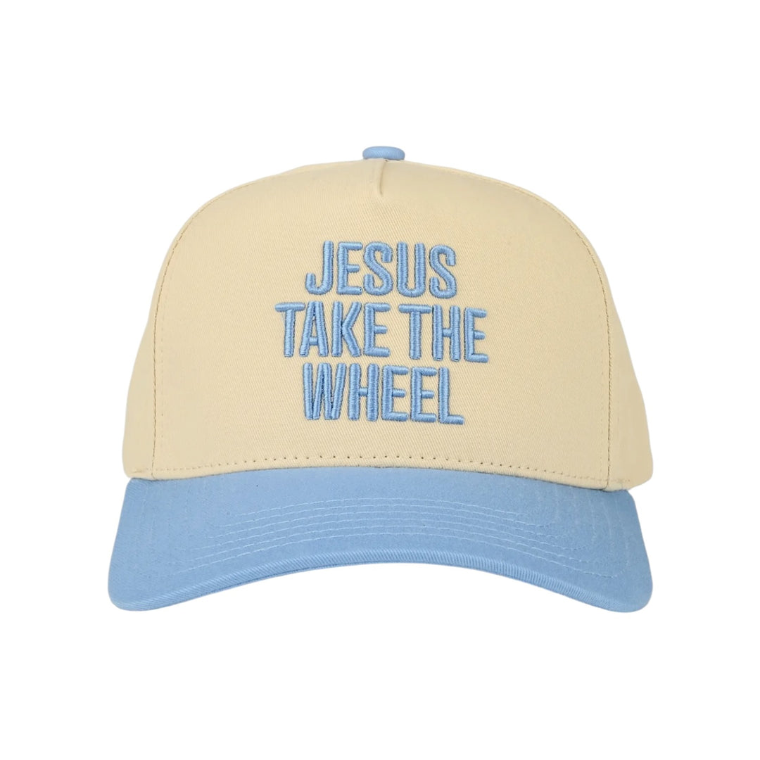 Jesus Take The Wheel Embroidered 2-Tone Blue Trucker Hat