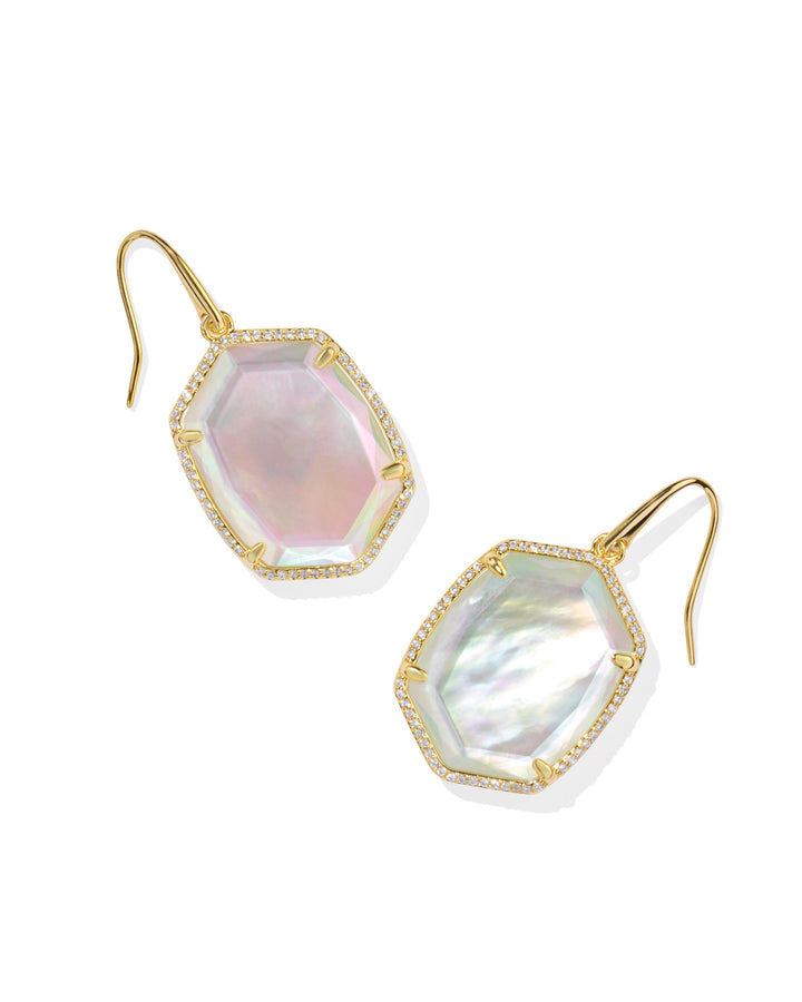 Kendra Scott Daphne Pave Framed Drop Earring in Gold & Iridescent Ivory Illusion