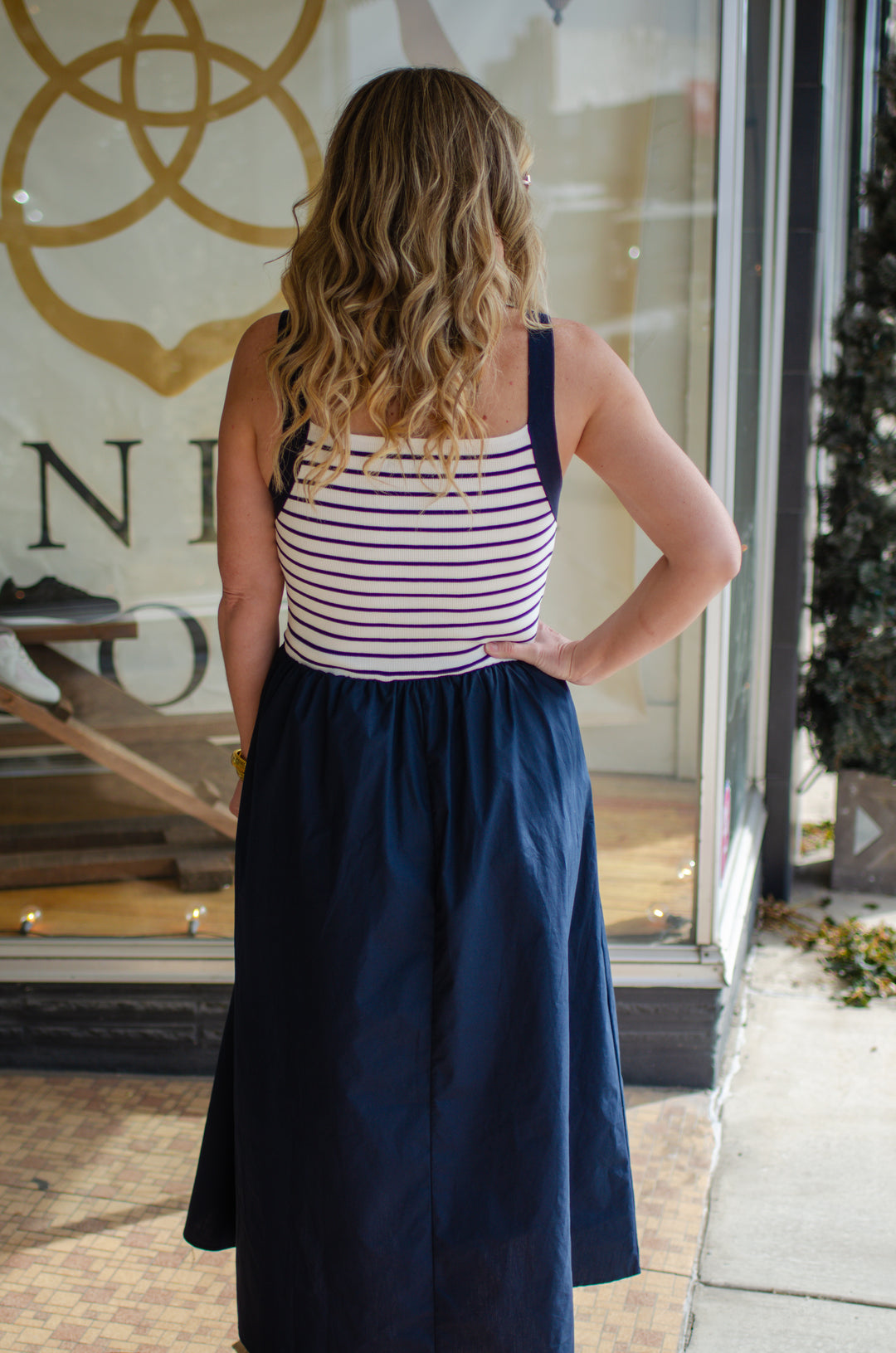 Nautical Love Navy Stipe Knit Midi Dress