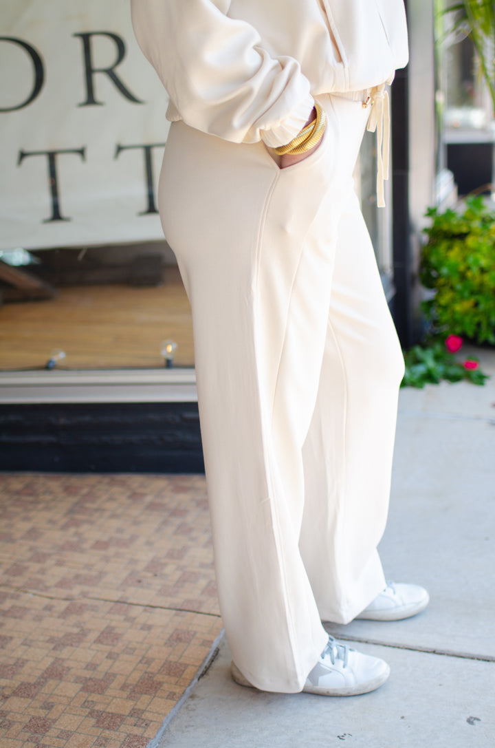 Heavenly Double Knit Stretch Waist Pant in Cream