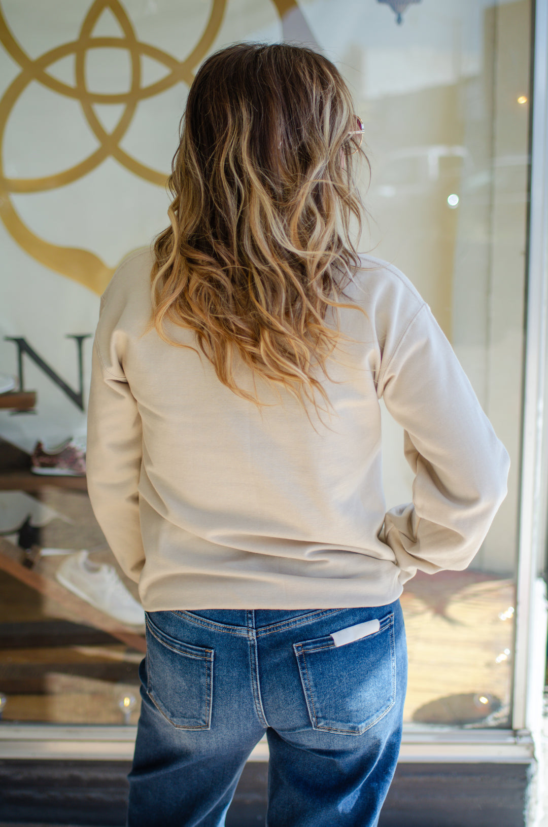 Make Heaven Crowded Puff Letter Sweatshirt in Sand