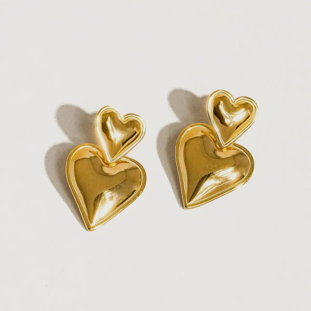 Luxe 18K Gold Plated Love Heart Earrings