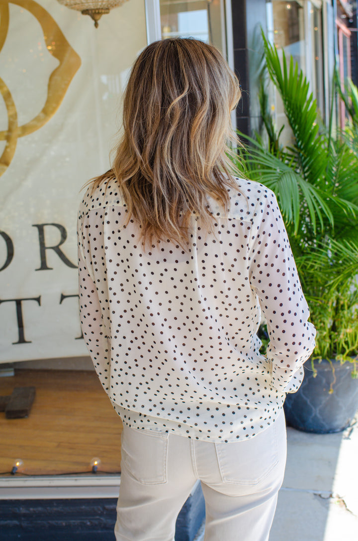Spot On Polka Dot Neck Tie Top in White & Black