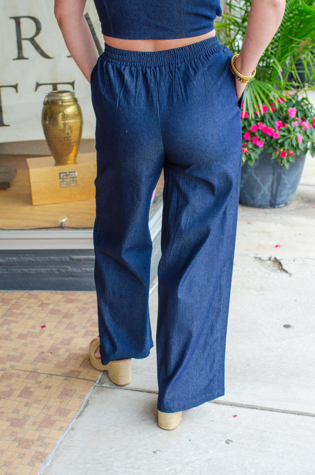 Feeling Fancy Dark Denim Wide Leg High Rise Pant