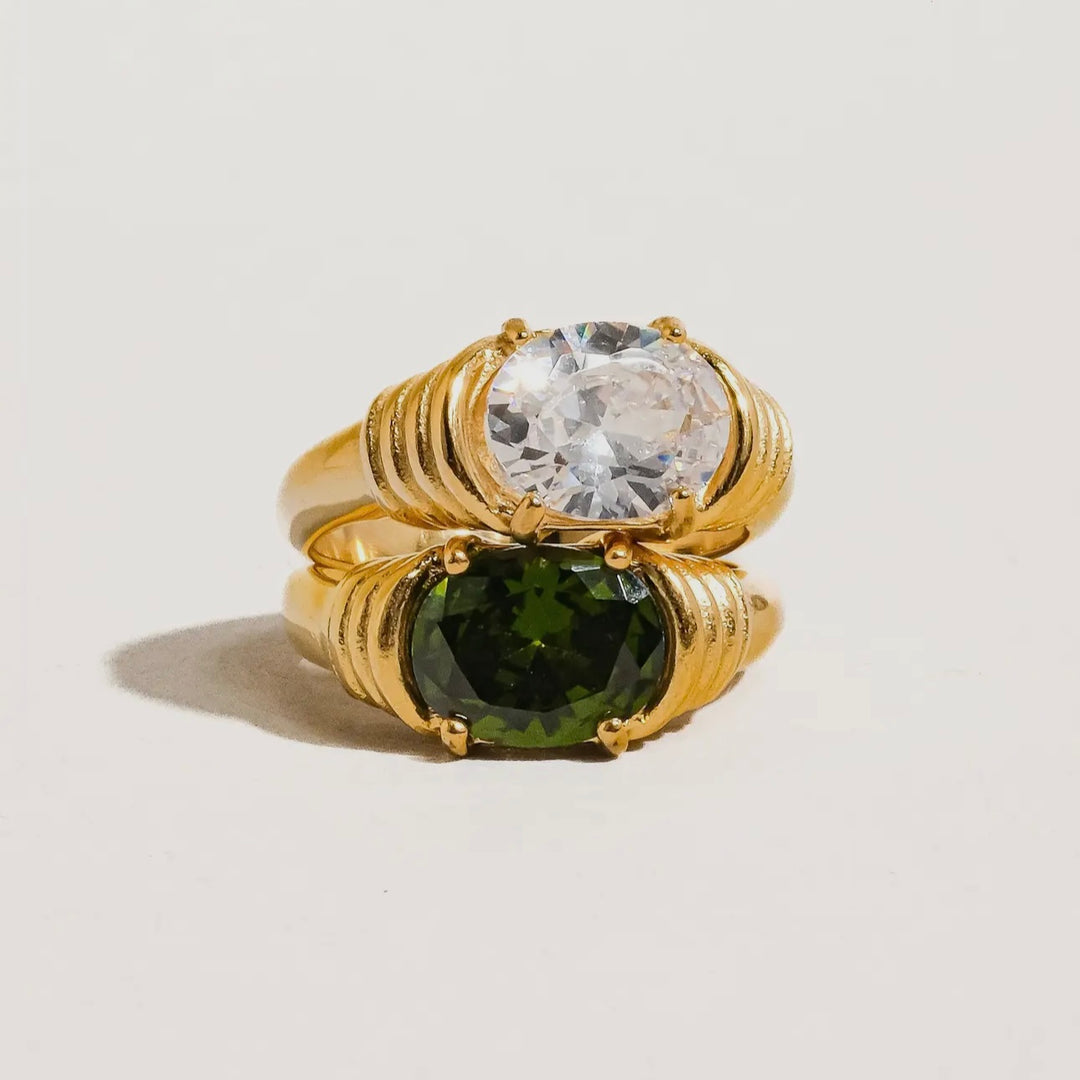 LUXE Coco 18K Gold Plated Non-Tarnish Rhinestone Ring