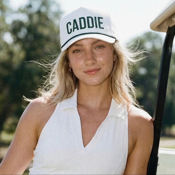 CADDIE Two-Tone Trucker Hat with Rope in White & Green