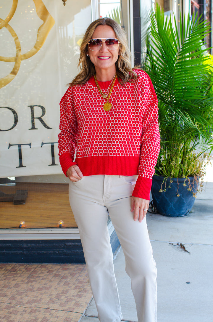 Made For You Bright Red Textured Soft Knit Sweater