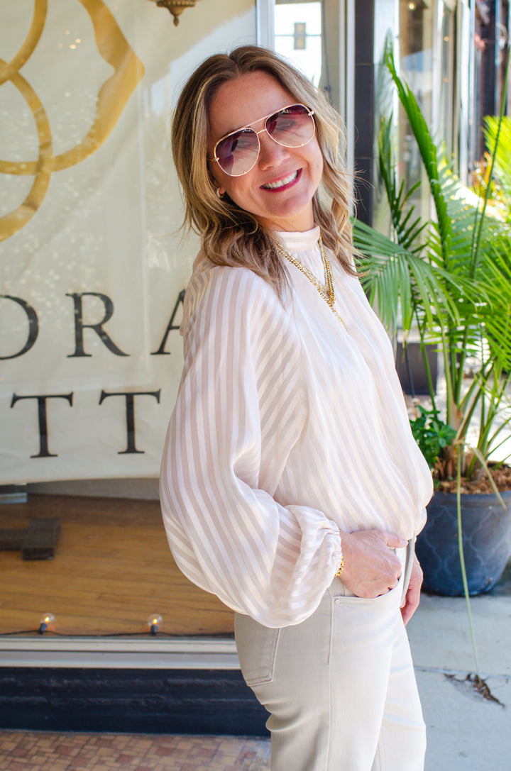 Delightful Charm High Neck Top in Cream