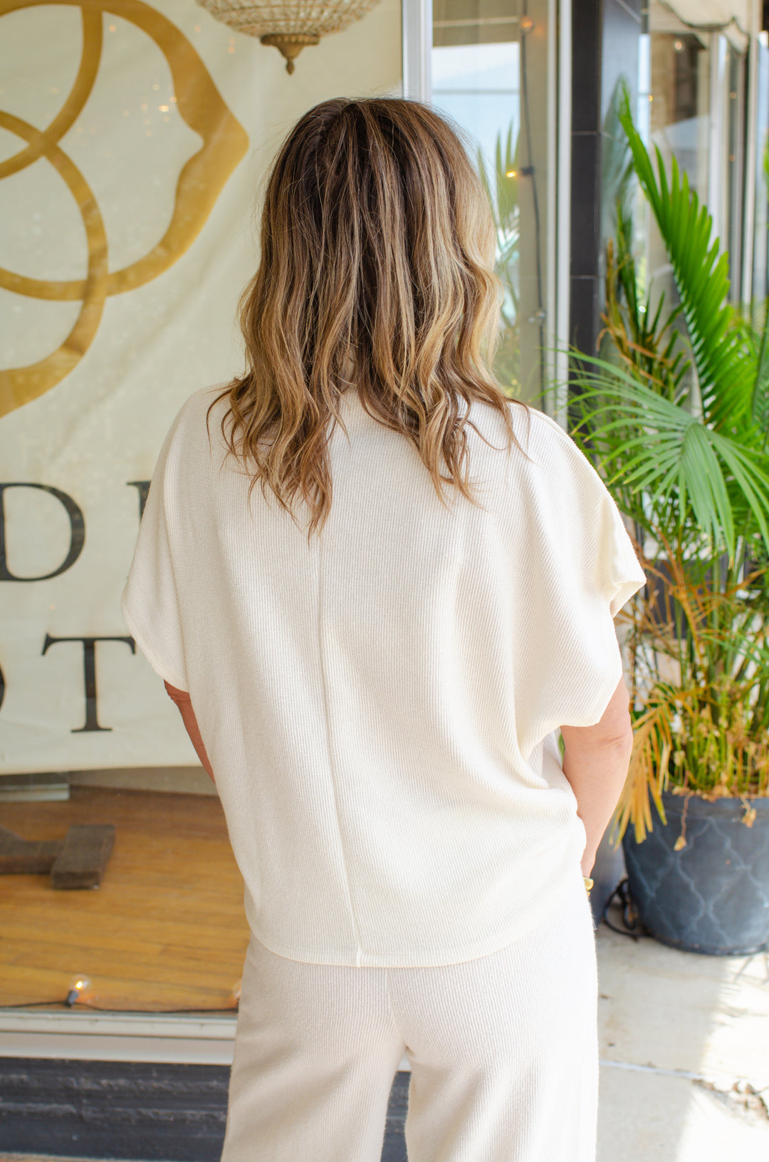 Classic Day Cream Dolman Sleeve Knit Top