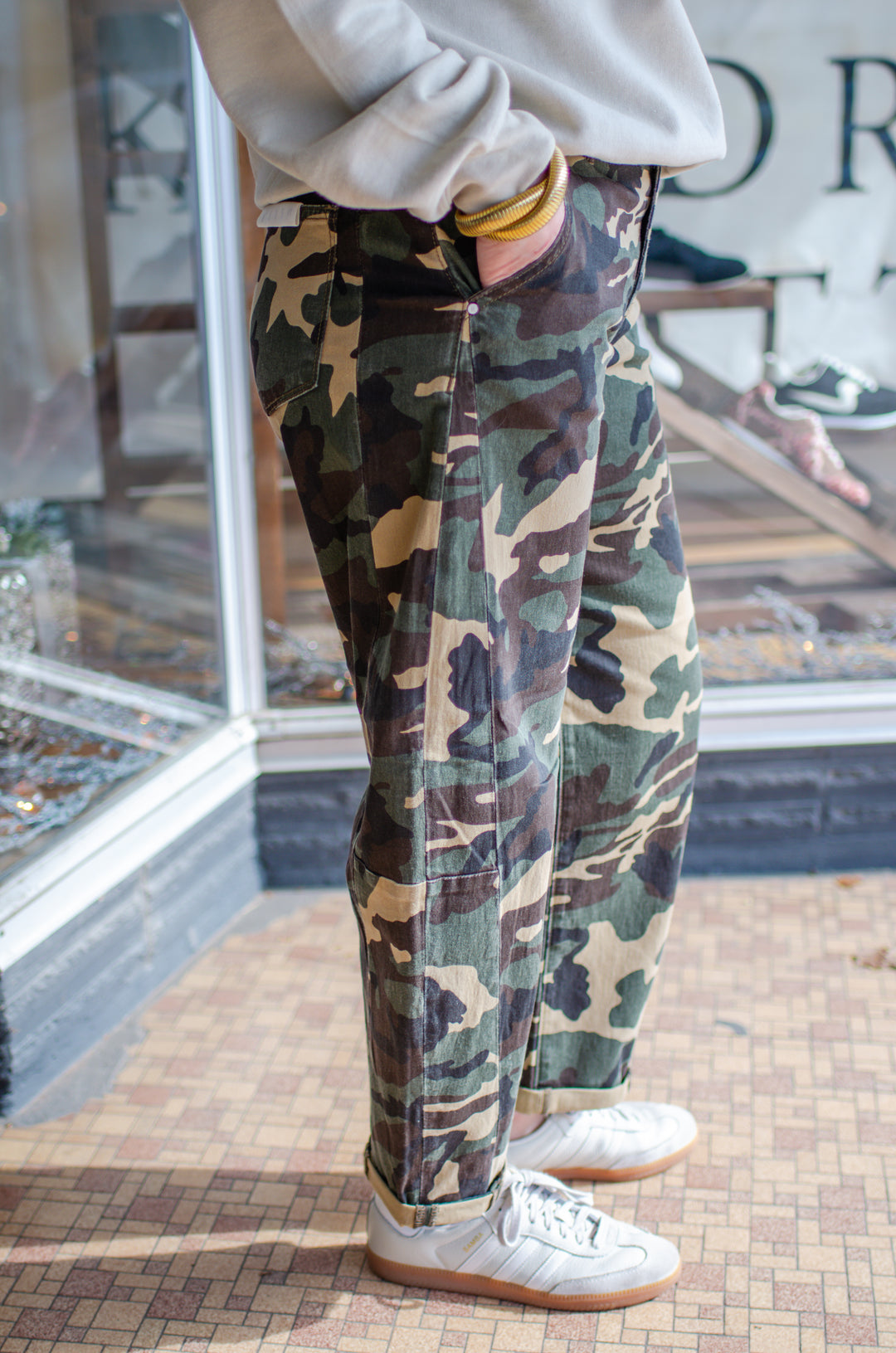 Risen High Rise Ankle Crop Camo Jeans