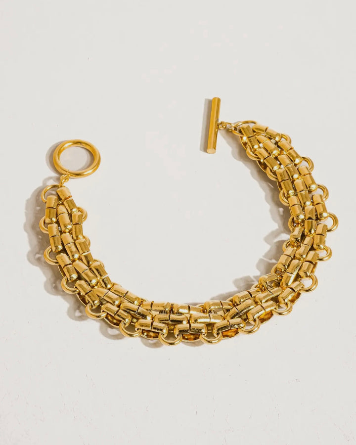 LUXE 18K gold Plated Weave Toggle Bracelet