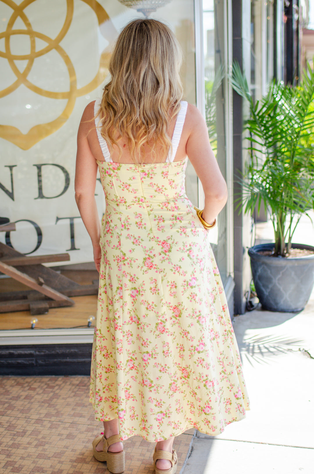 Walk This Way Yellow Floral Maxi Dress